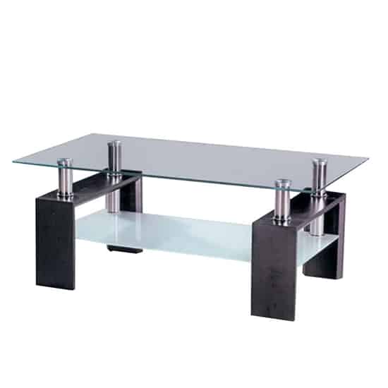 Kleiner rechteckiger Couchtisch aus Glas in Wenge-Optik